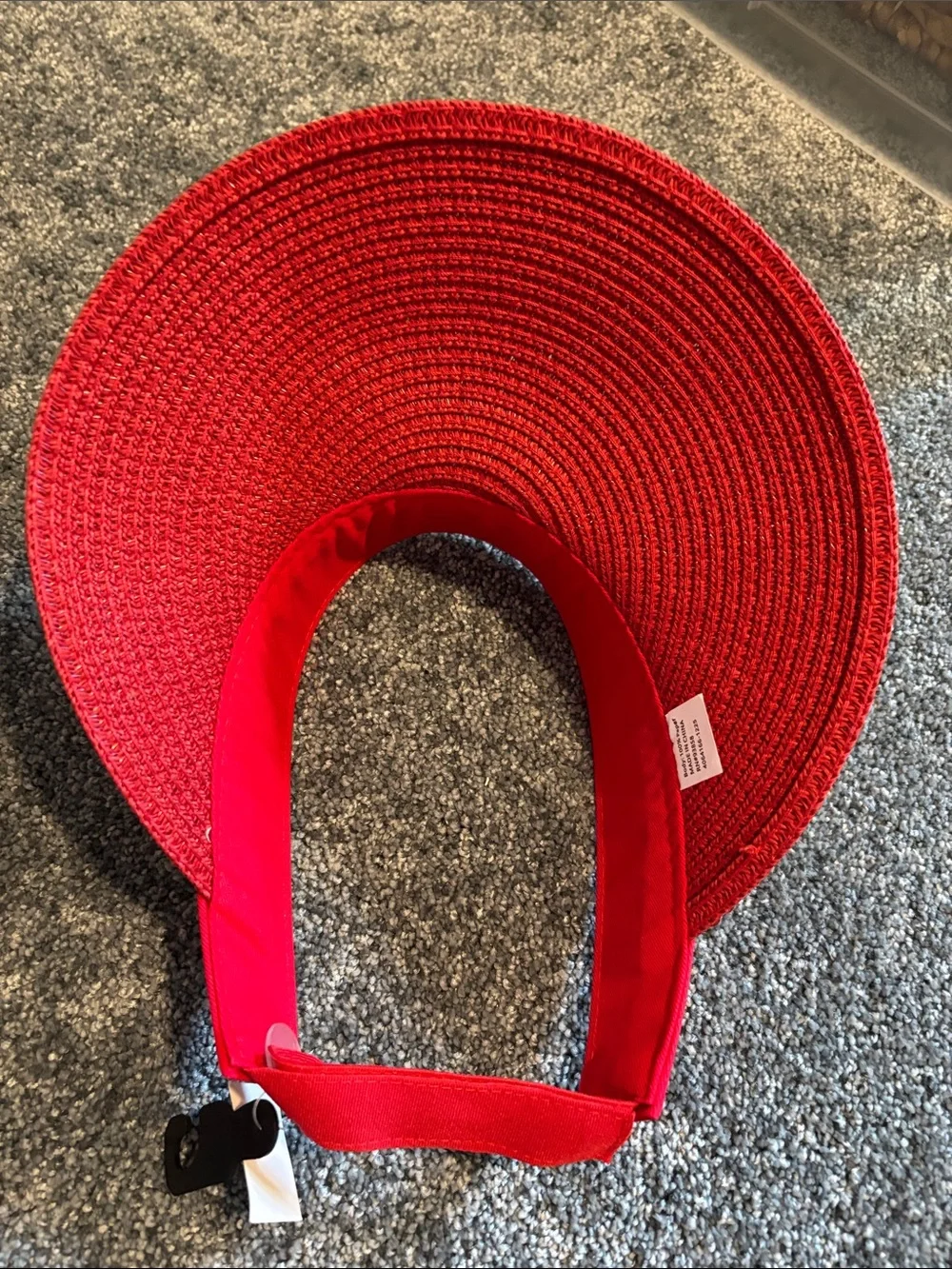 Ladies red straw patriotic Visor